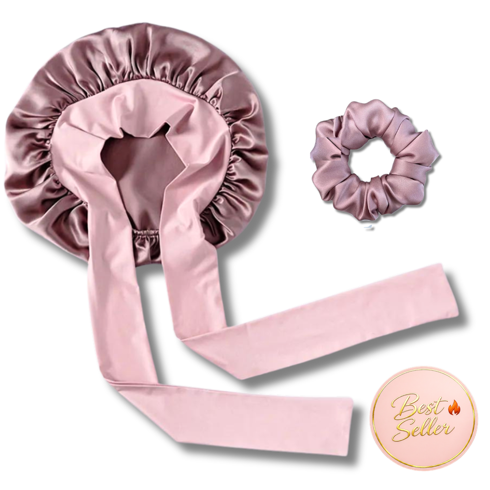 pink silk bonnet for hair