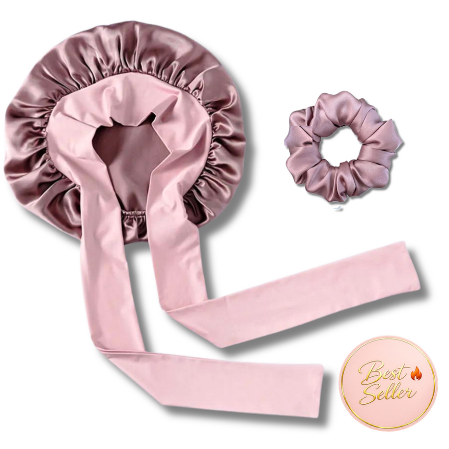 pink silk bonnet for hair