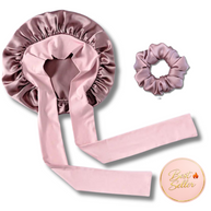 pink silk bonnet for hair