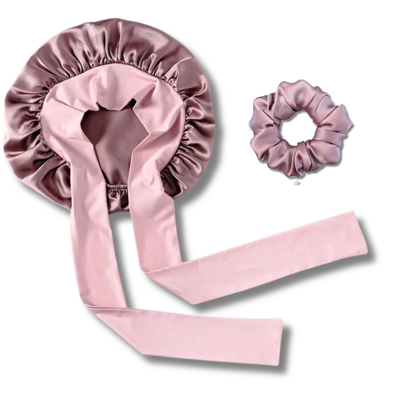 pink silk bonnet for hair