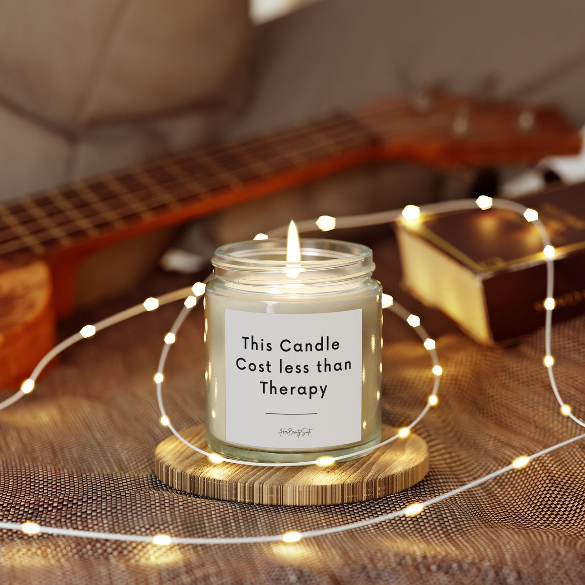 Clear glass candle with 