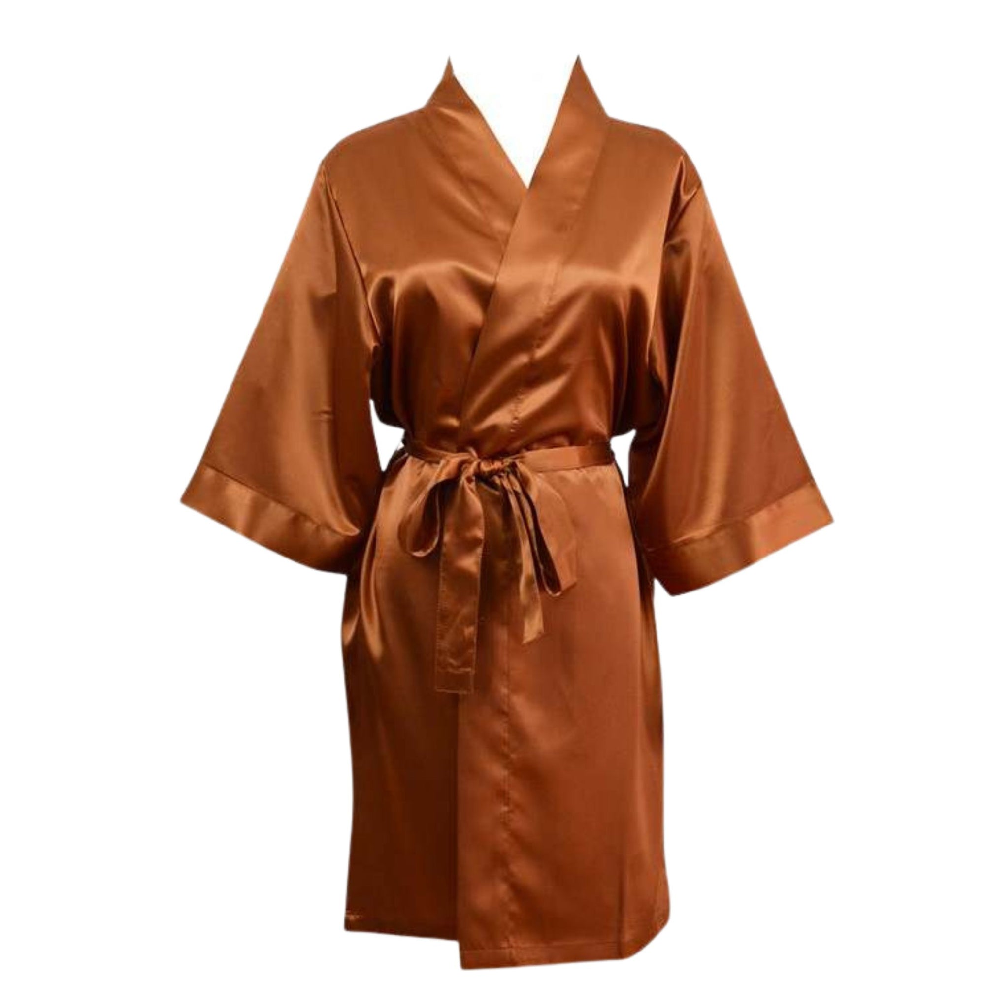 rust copper satin robe