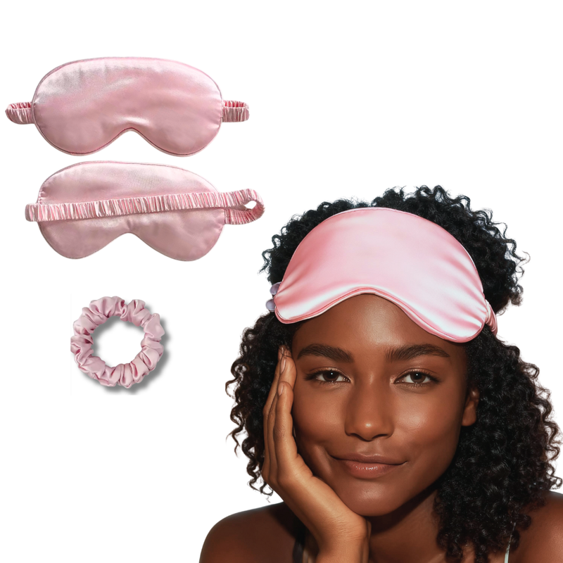 100% Mulberry Silk Sleep Eye Mask &amp; Hair Scrunchie Set
