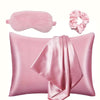 Luxury Silky Satin Pillowcase w plush fluffy Eye mask &amp; Hair scrunchie