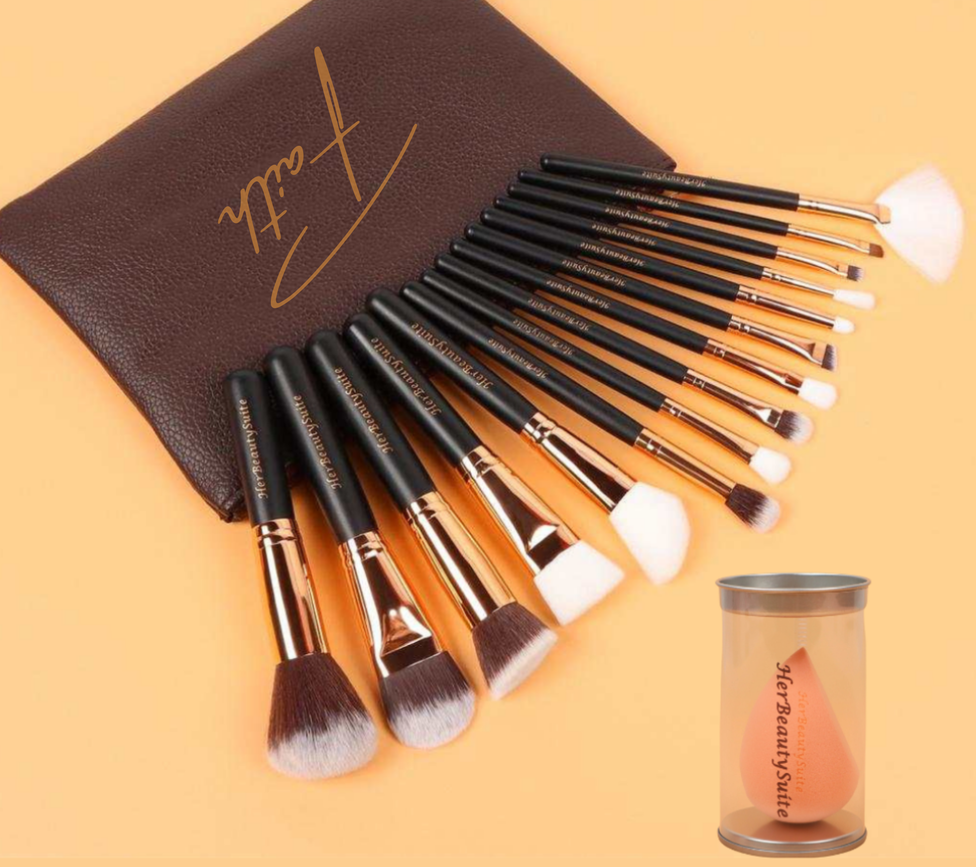 personalized makeup bag brush kit 