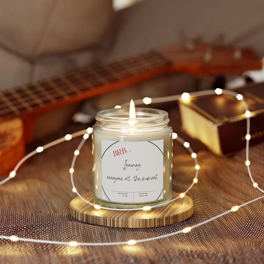 Clear glass self-care candle with 