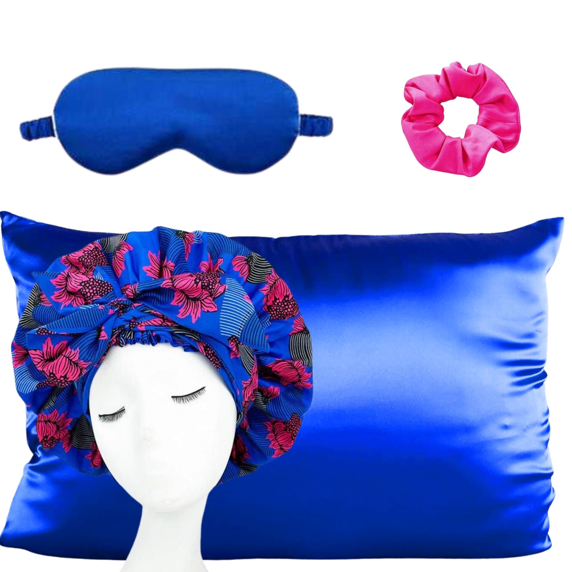 Beauty Sleep | Satin Pillowcase, Bonnet , Sleep Mask & hair scrunchie set for Hair & Skin