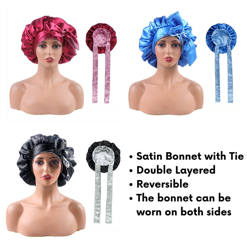 High quality Double layered Large Reversible Satin Bonnets for hair