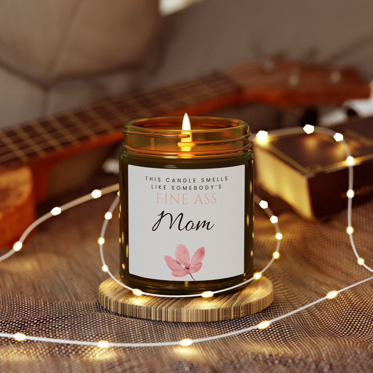 Amber glass candle with 