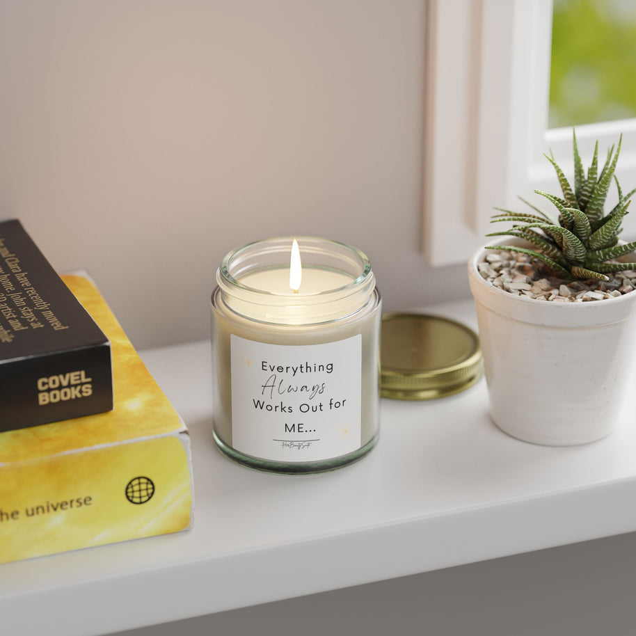 Clear glass jar candle with 