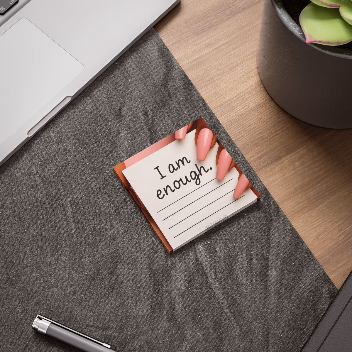 Pink-edged affirmation sticky note pad with 