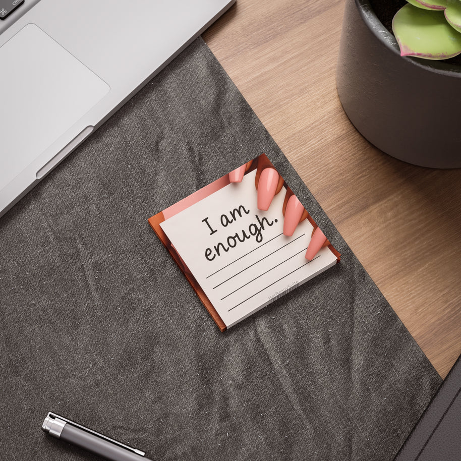 Pink-edged affirmation sticky note pad with 