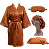 golden copper satin robe sleep set