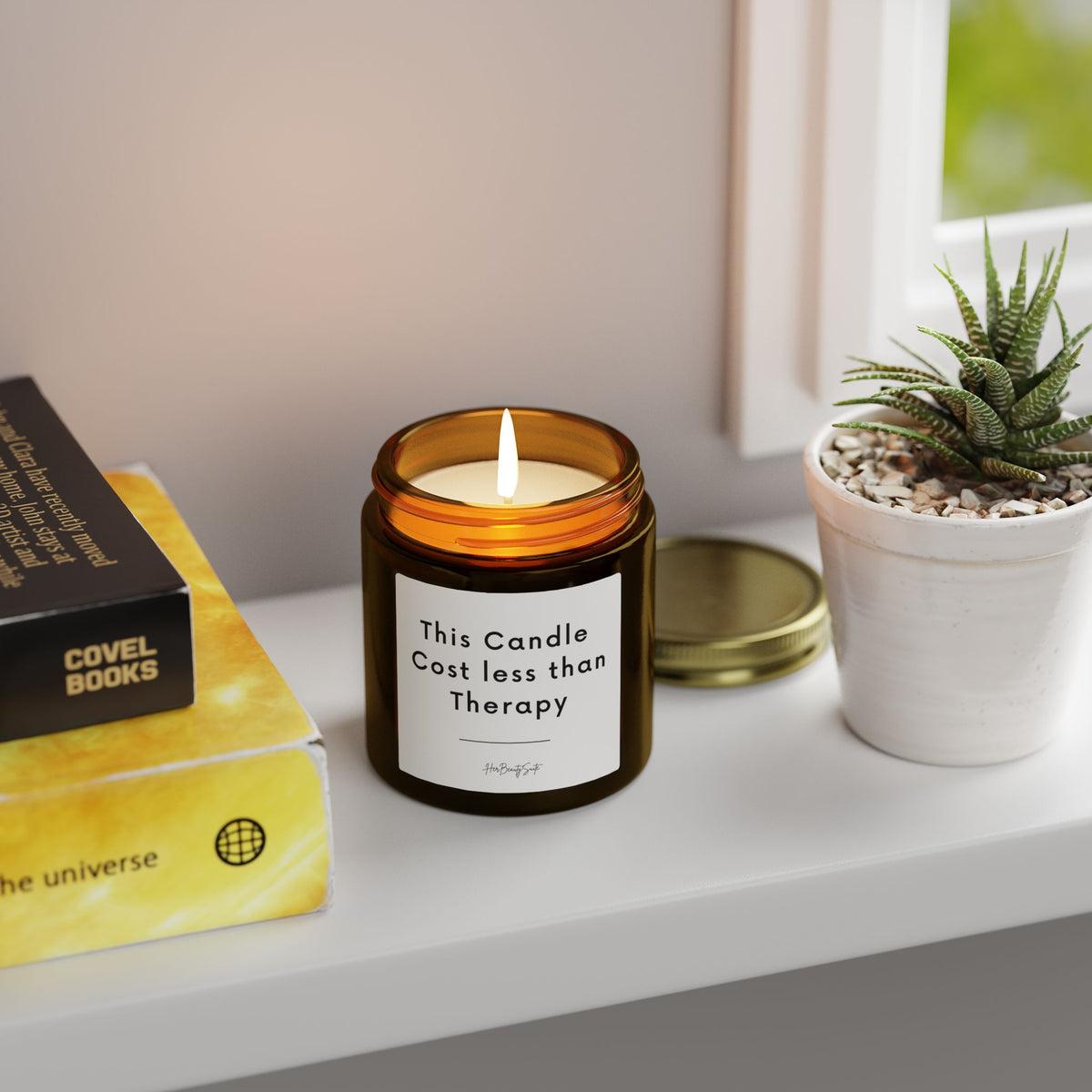 Amber glass candle with 