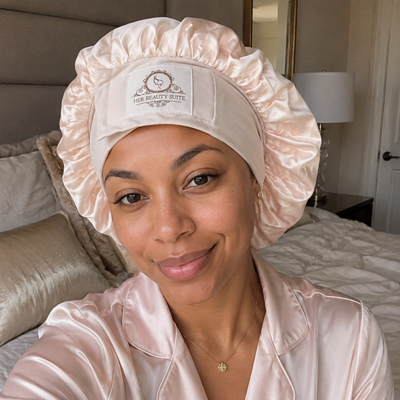 Silk bonnet will stay on your head while you sleep, even if you toss and turn at night!