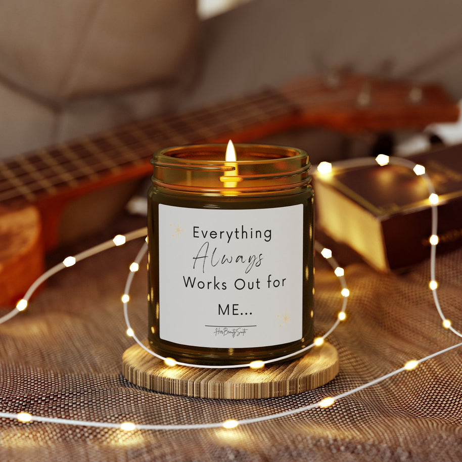 Amber glass manifestation candle with 