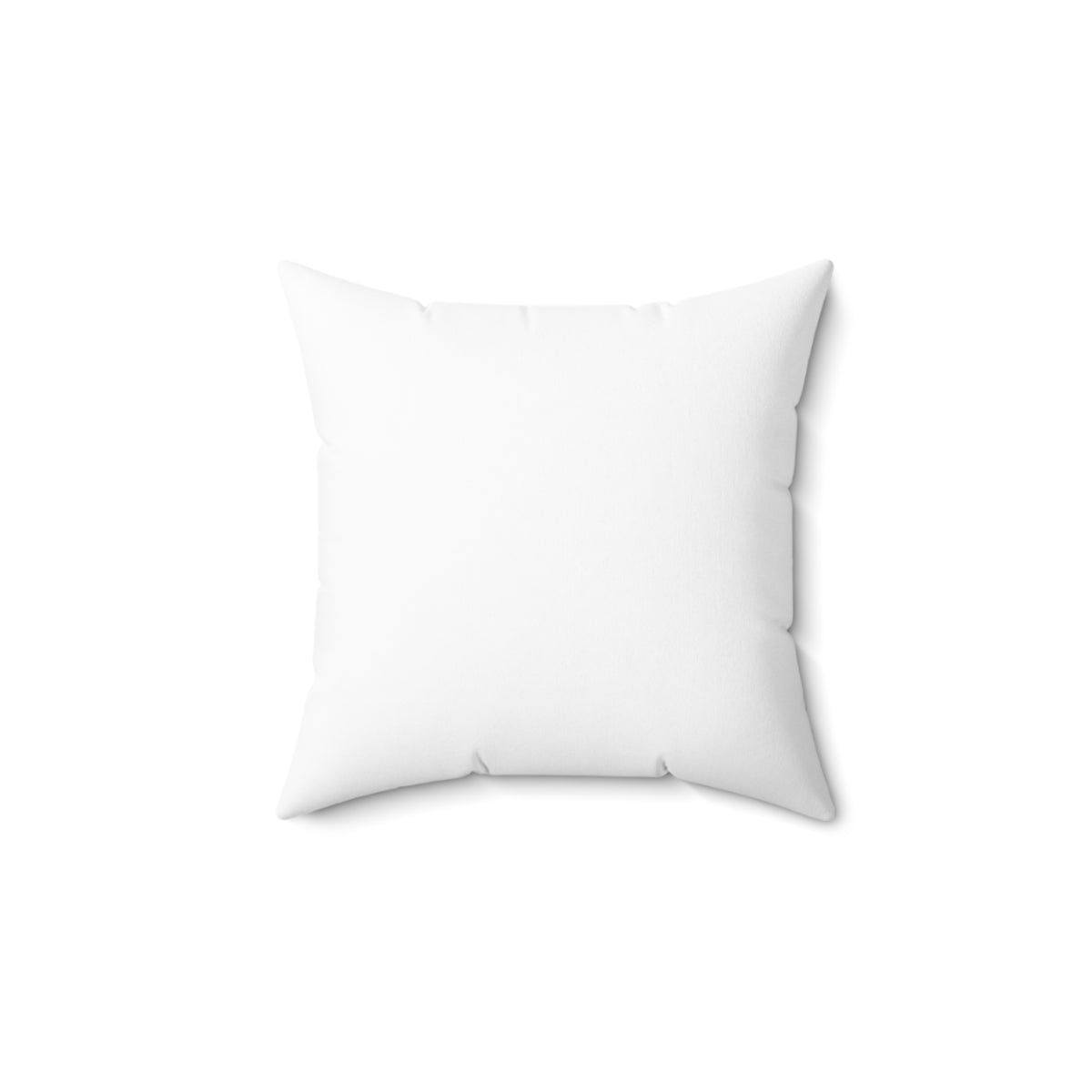 White 14x14 inch polyester throw pillow with concealed zipper, ready for self-affirmation text.