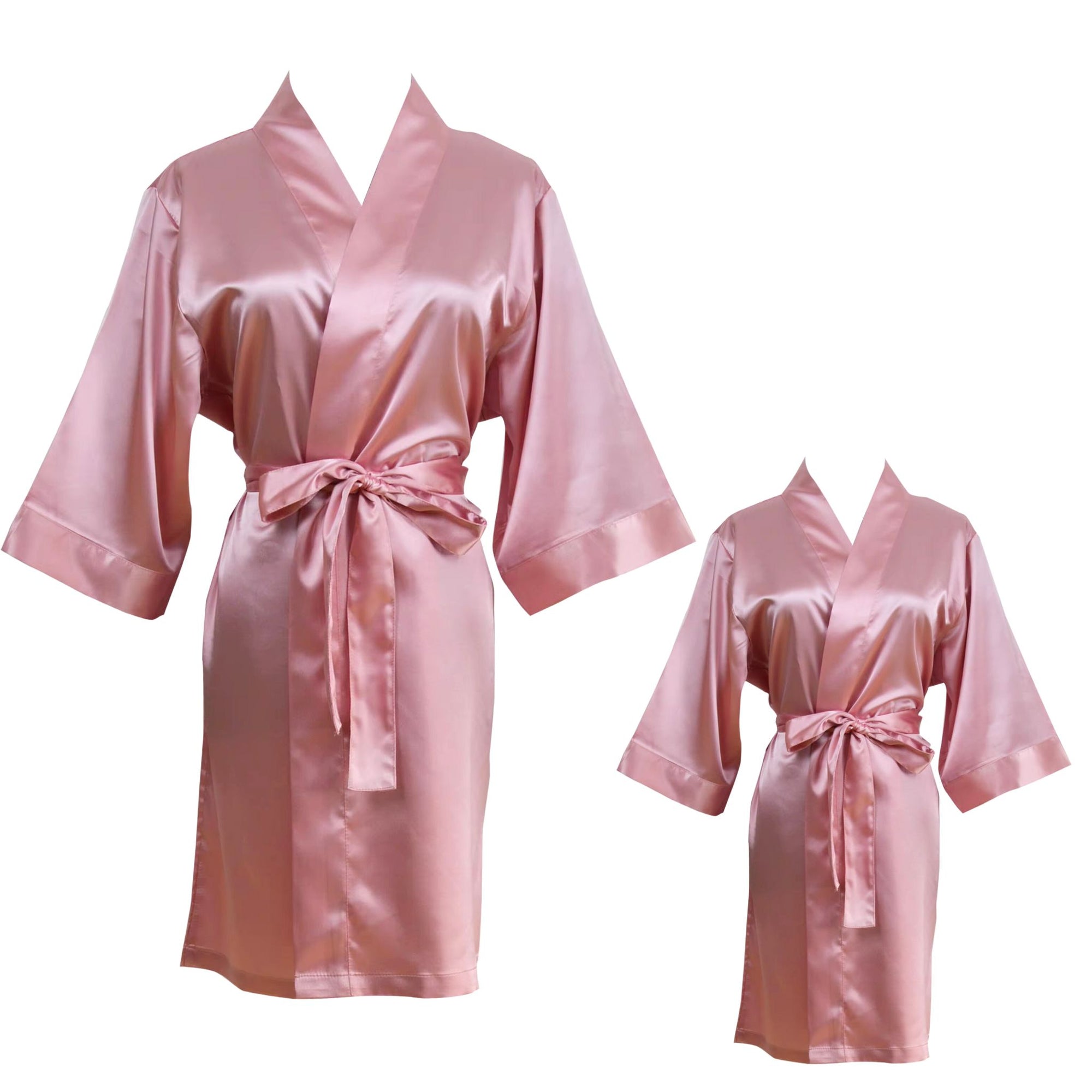 Mommy and me robe set with matching reversible bonnet pink