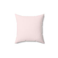 Light pink 14x14 inch polyester throw pillow with concealed zipper, designed for self-affirmations.