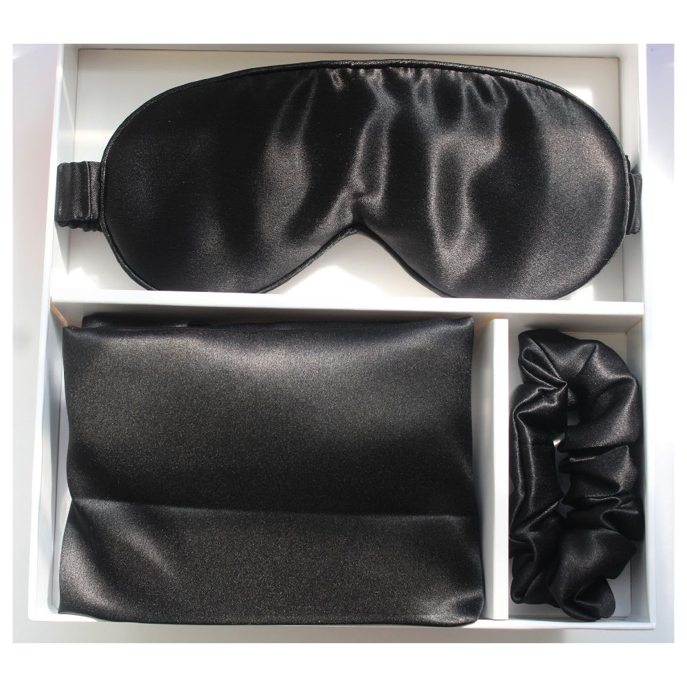 100% Mulberry Silk Luxury Pillowcase Sleep Eye Mask Hair Scrunchie  gift Set