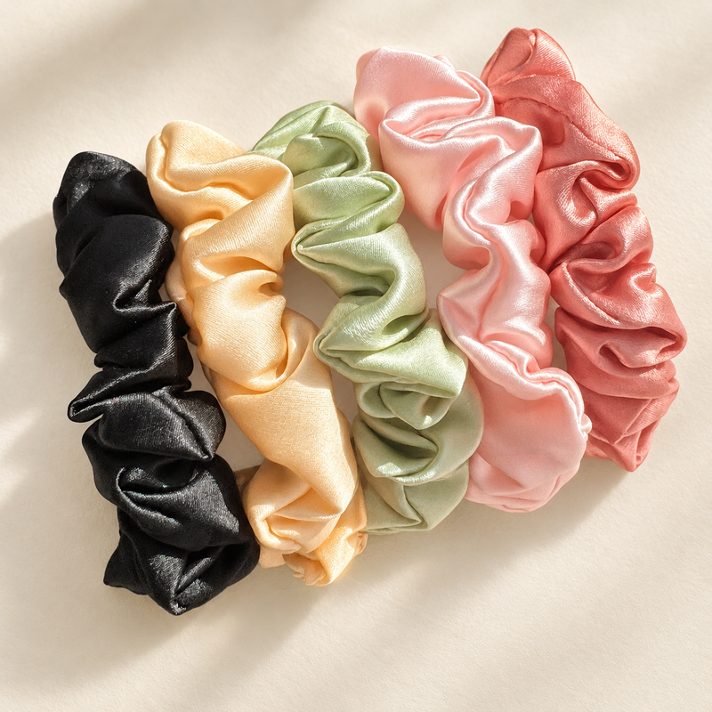 5 pc 100% Mulberry Silk scrunchie Luxury gift box set  22 momme 