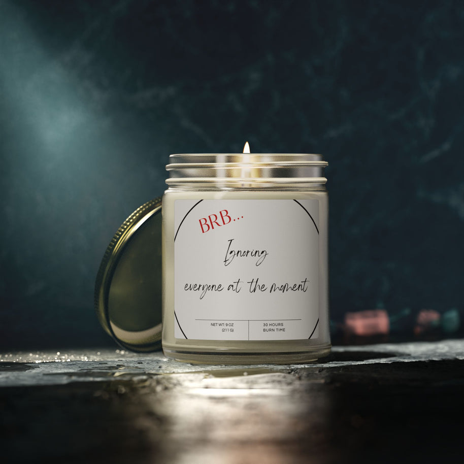 Clear glass 9oz self-care candle with 