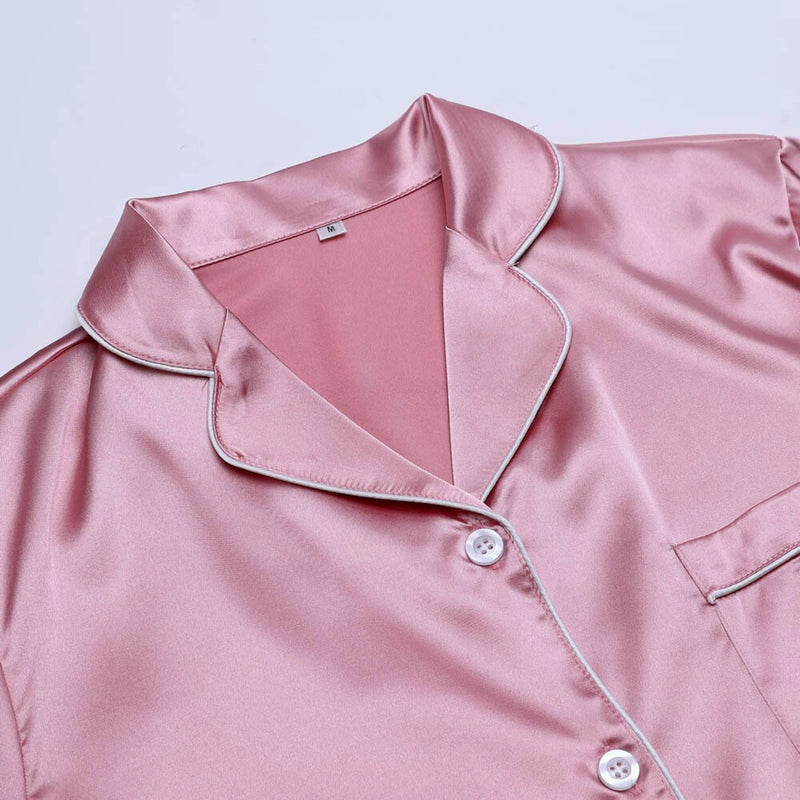 Satin short pajama set with sleep mask