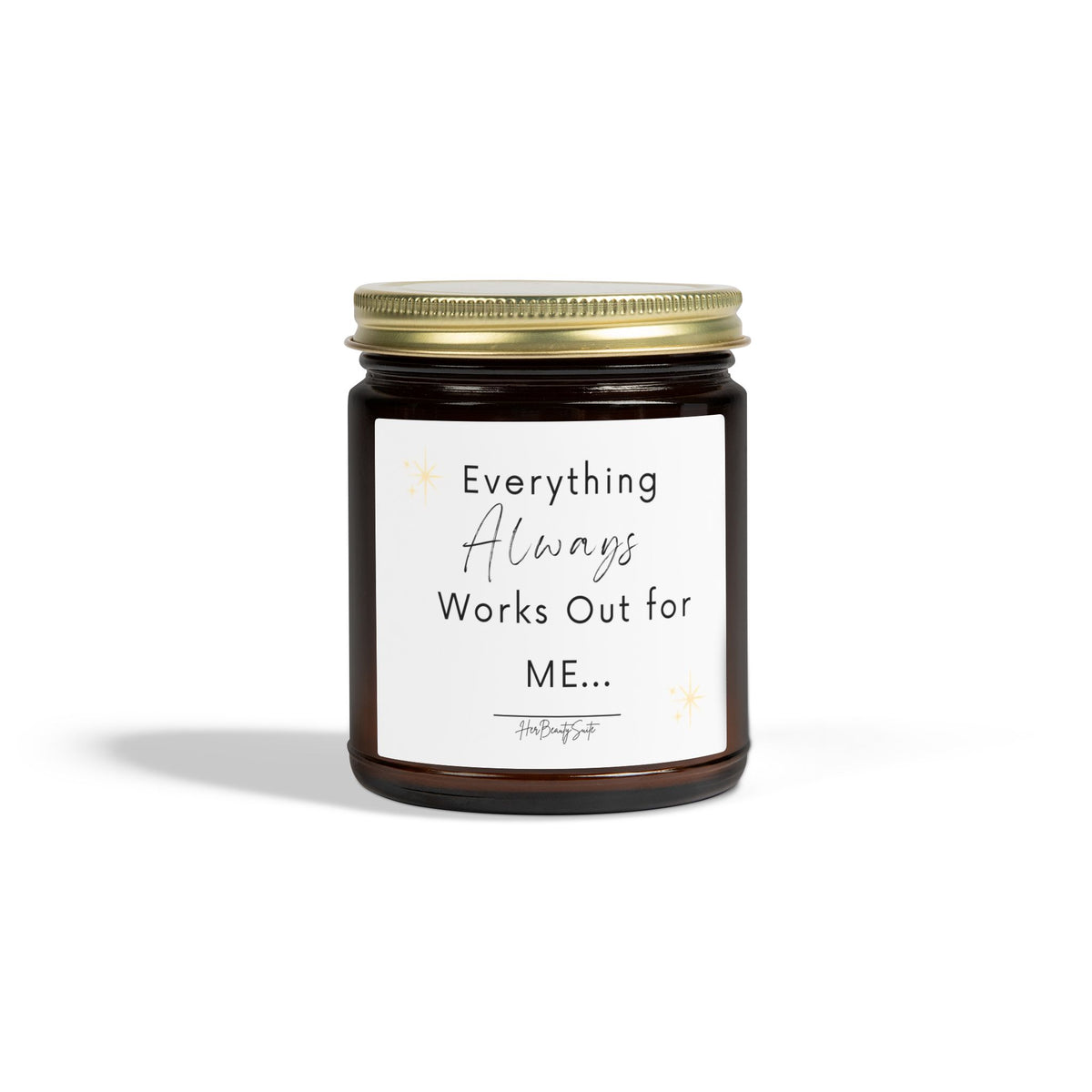 Amber glass soy candle with gold lid and 