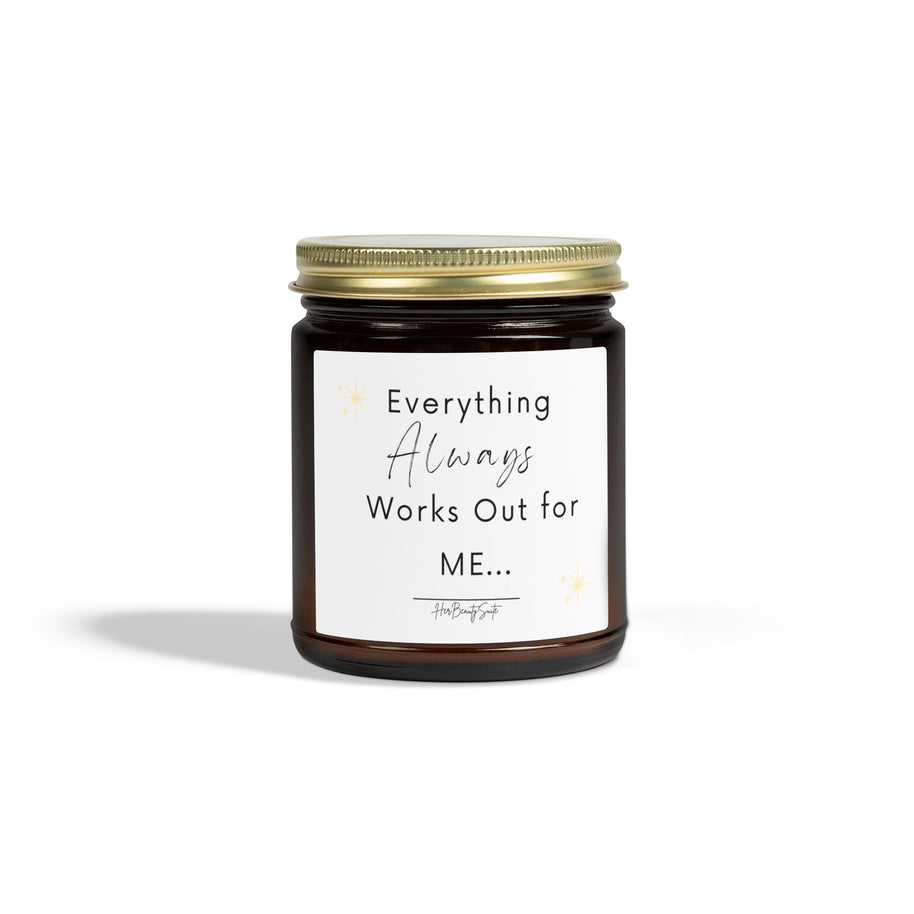 Amber glass soy candle with gold lid and 