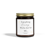 Amber glass soy candle with gold lid and 