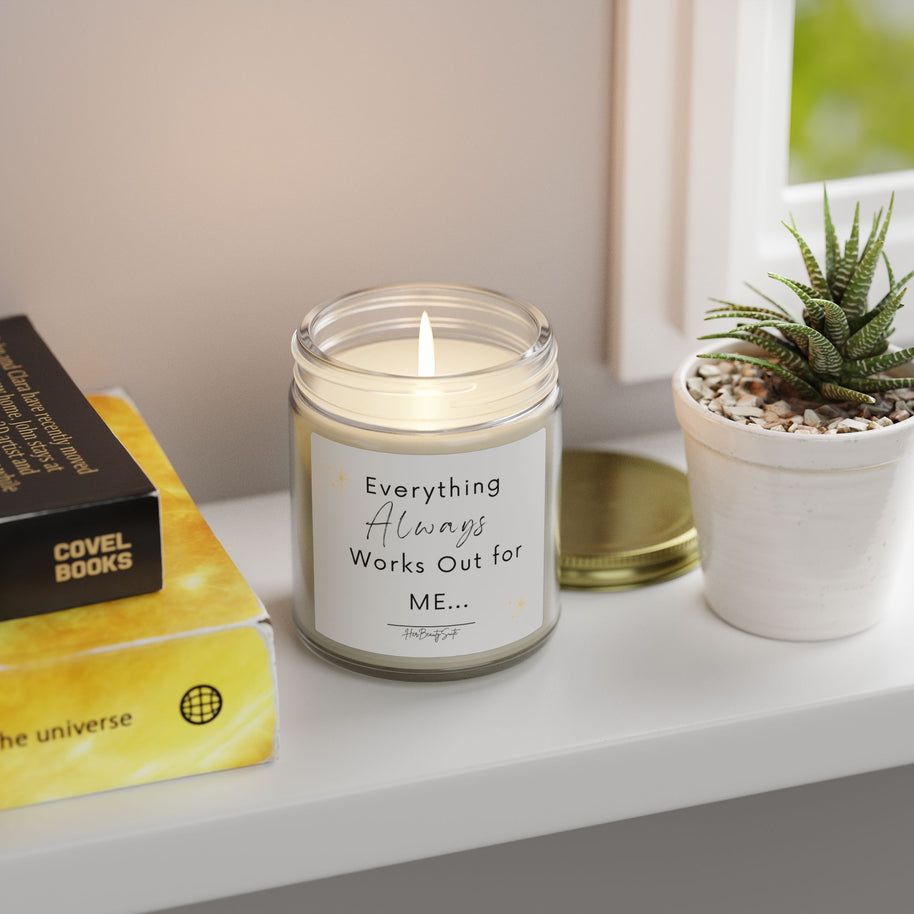 Clear glass jar candle with 