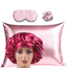 pink satin bonnet &amp; pillowcase set with tie