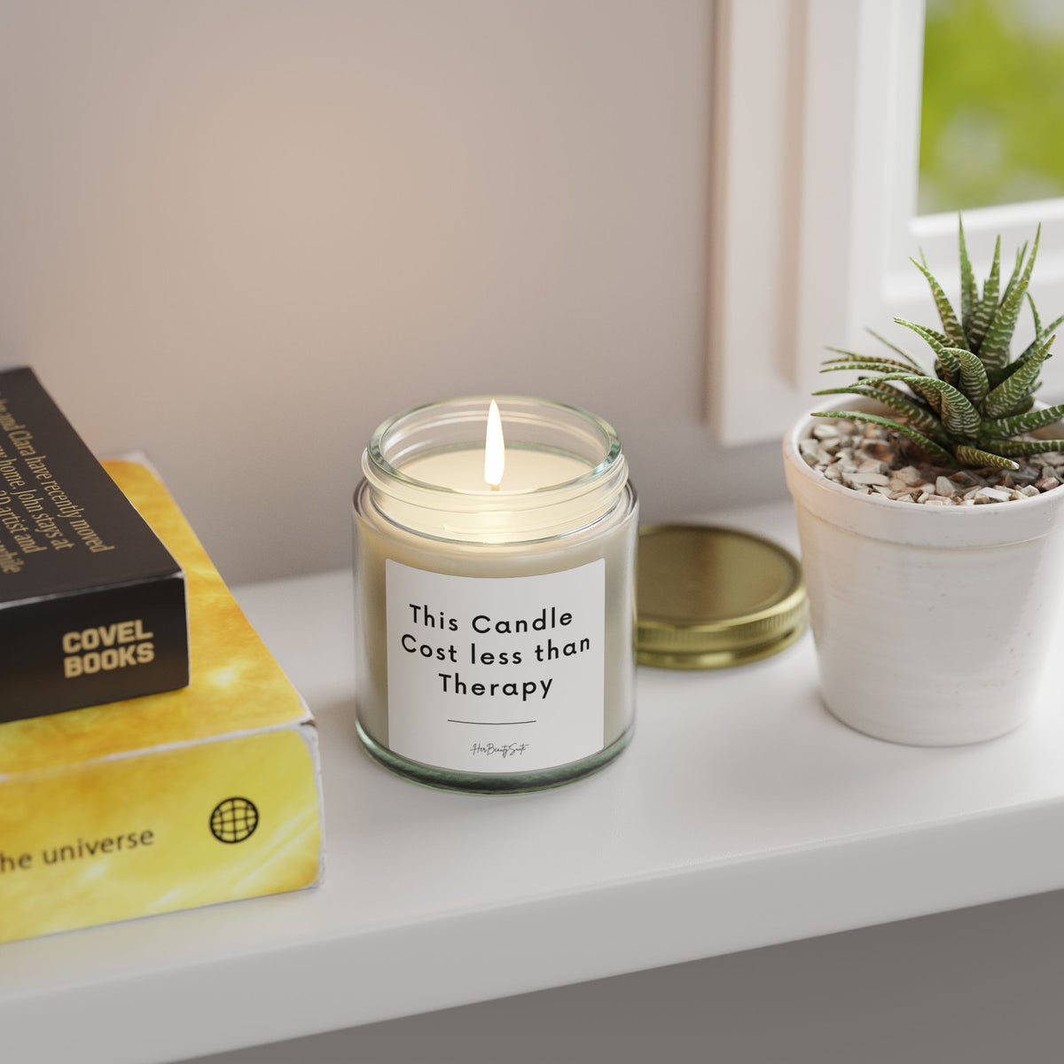 Clear glass candle with 
