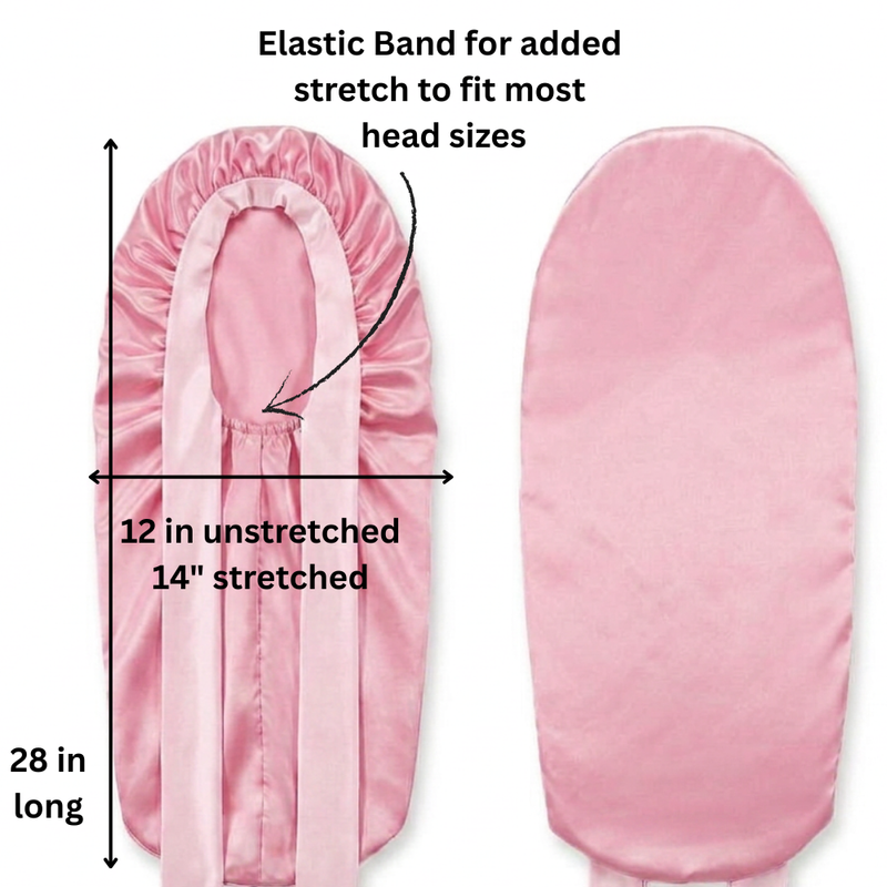Extra Long Mulberry Silk Bonnet for long hair with ties for sleeping