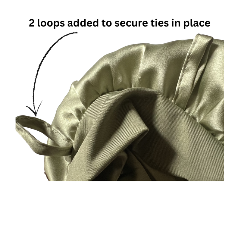 Extra Long Mulberry Silk Bonnet for long hair with ties for sleeping