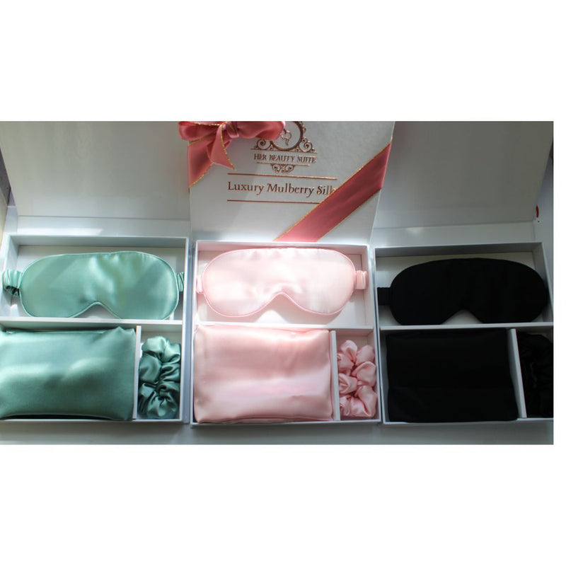 100% Mulberry Silk Luxury Pillowcase Sleep Eye Mask Hair Scrunchie  gift Set