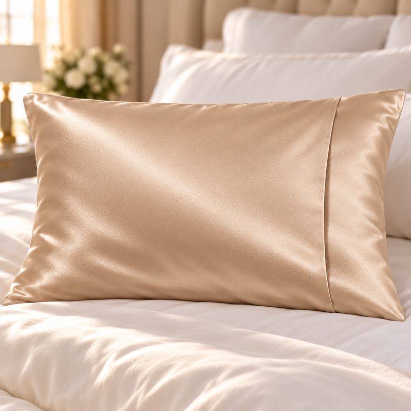 100% Mulberry Silk Pillowcase for Hair and Skin, 19 Momme Standard, Envelope Closure,  Anti Frizz Beauty Sleep Gift for Her Champage golden