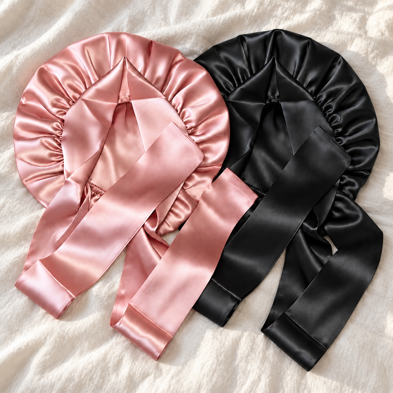 Juego de gorro para el cabello, funda de almohada y antifaz para dormir 100% seda morera - 22-Momme