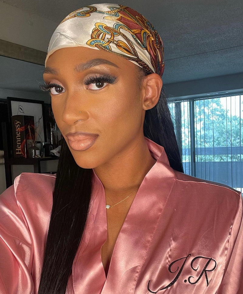 Satin Robe with matching printed Satin Scarf