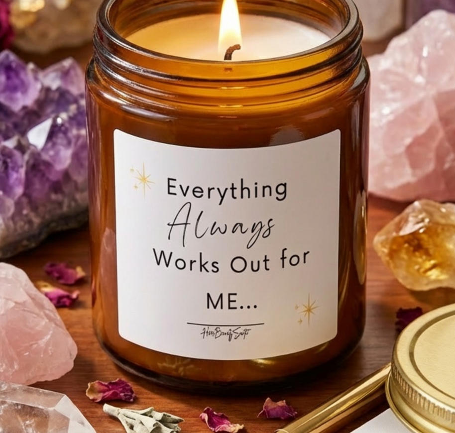Luxurious Manifestation Intent Candle Law of attraction gift affirmation self care gift for friend  "Everything Always Works Out for Me"