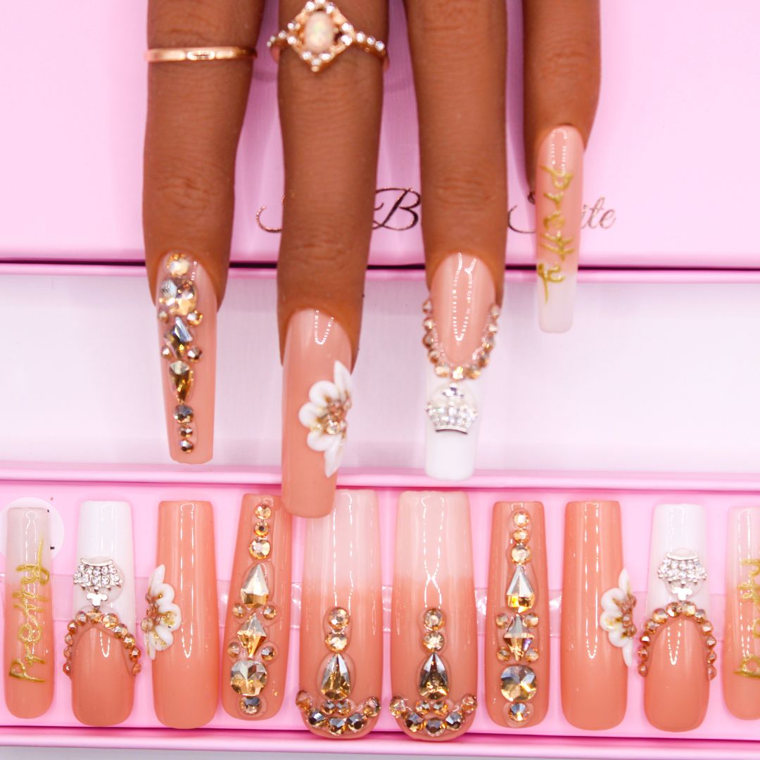 Luxury press on nails- 24pc Set  Press nails with crystals