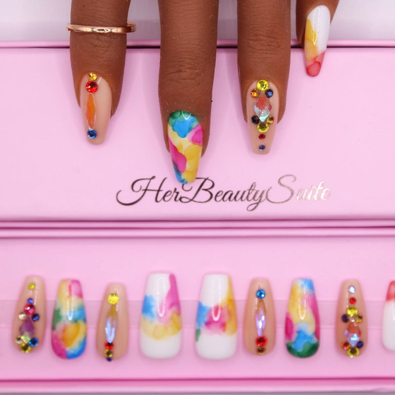 Luxury press on nails- 24pc Set  Press nails with crystals