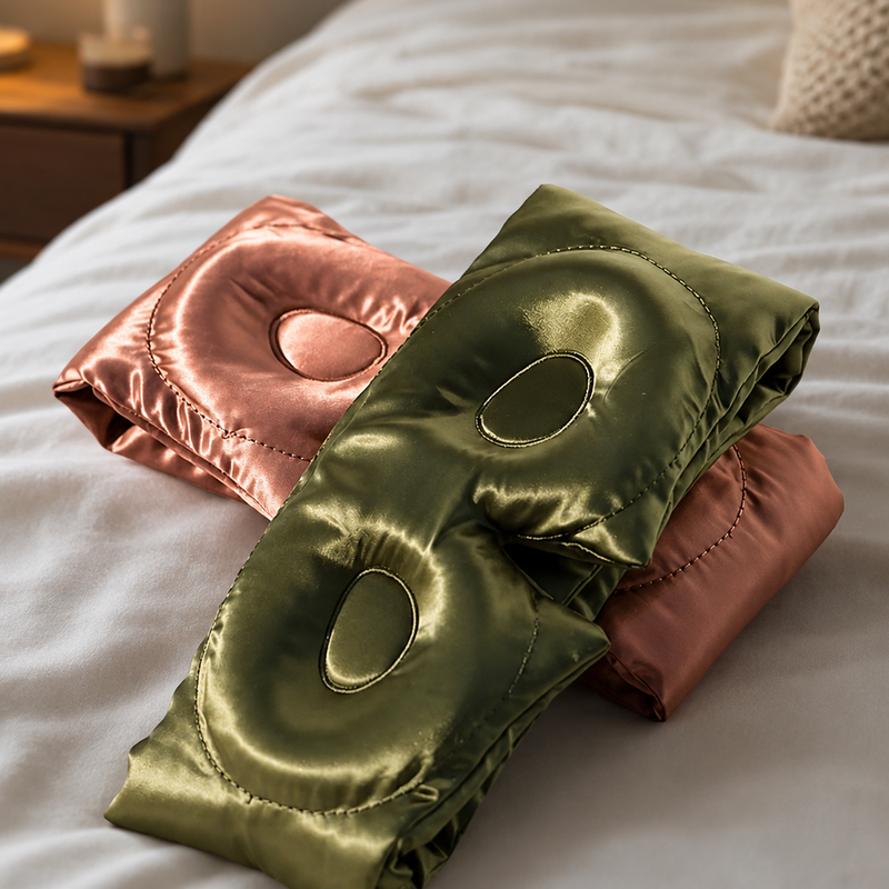 100% Mulberry Silk 3D contoured Eye Mask for sleeping &amp; Hair Scrunchie travel gift Set  22 momme 