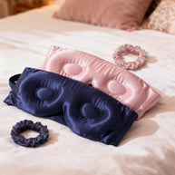 Mulberry Silk Eye Sleep Mask Set – 3D Contoured, Matching Scrunchie gift set 22  momme