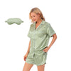 Satin short pajama set sage green