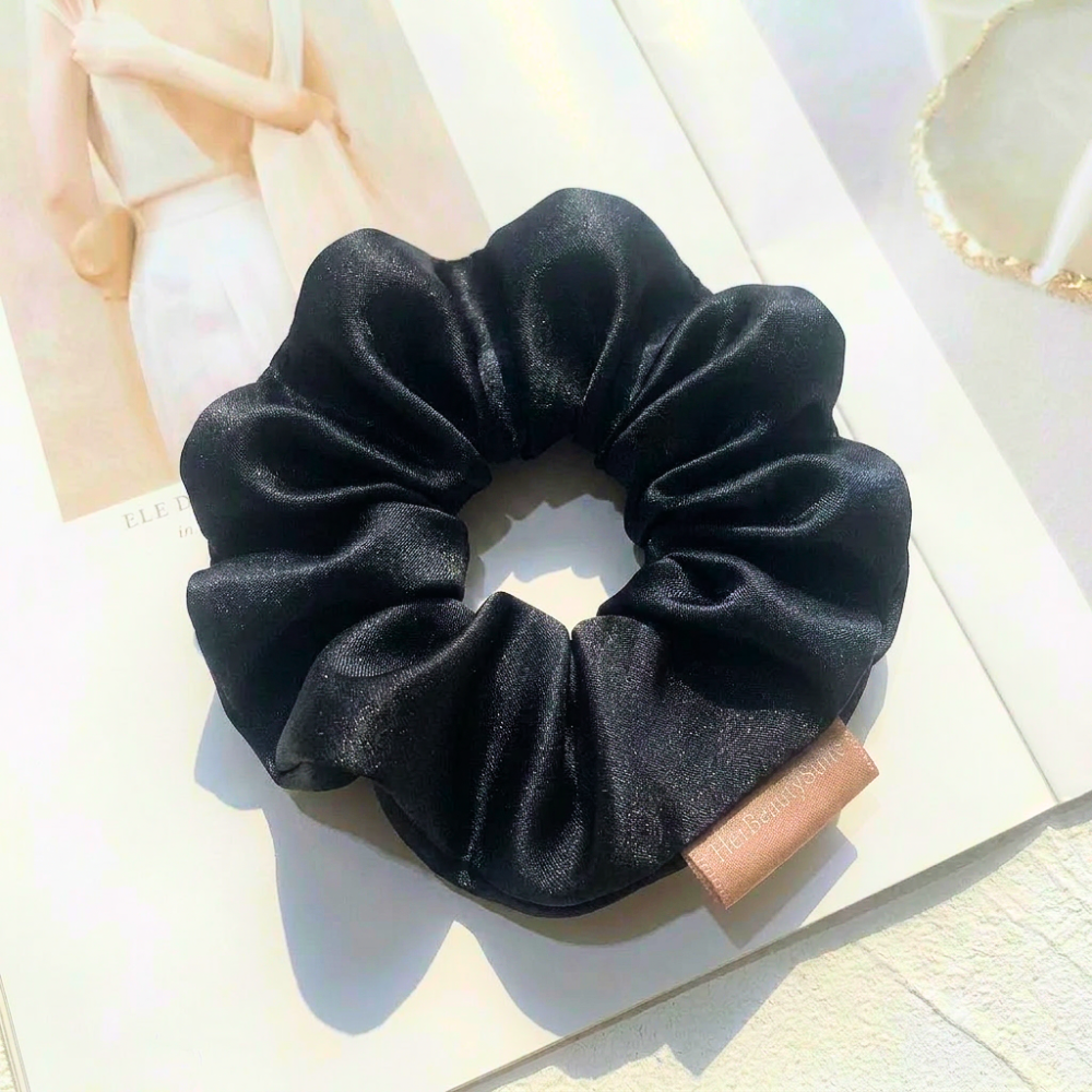  bMulberry Silk Scrunchie hair Tie Luxury Gift Box black