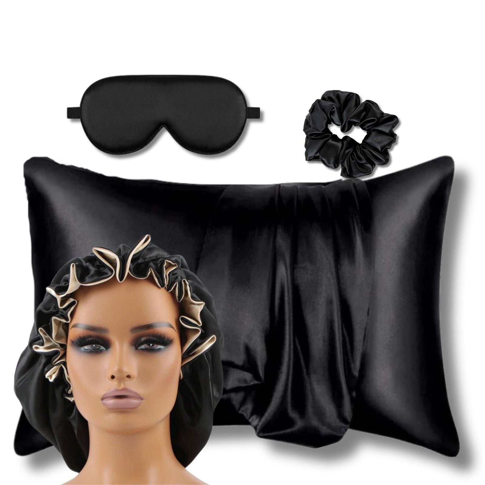 black satin sleep set
