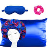 Printed Satin Bonnets with tie Set- pillowcase eye mask with matching scrunchie