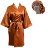 Womens Silky Satin Robe and bonnet set