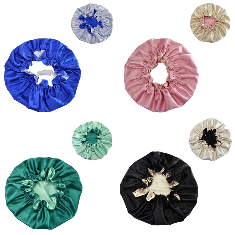 High quality Double layered Large Reversible Satin Bonnets for hair